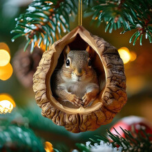 Ornement de Noël animalier en acrylique 2D motif forêt