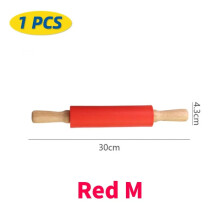 Rouleau à pâtisserie en silicone antiadhésif avec manche en bois