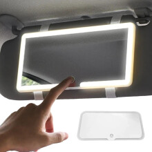 Kosmetikspiegel mit dimmbarer Beleuchtung und Touch-Funktion für die Sonnenblende im Auto