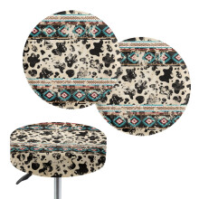 Housse de coussin pour tabouret de bar à motif vache, style aztèque tribal, 33-38 cm