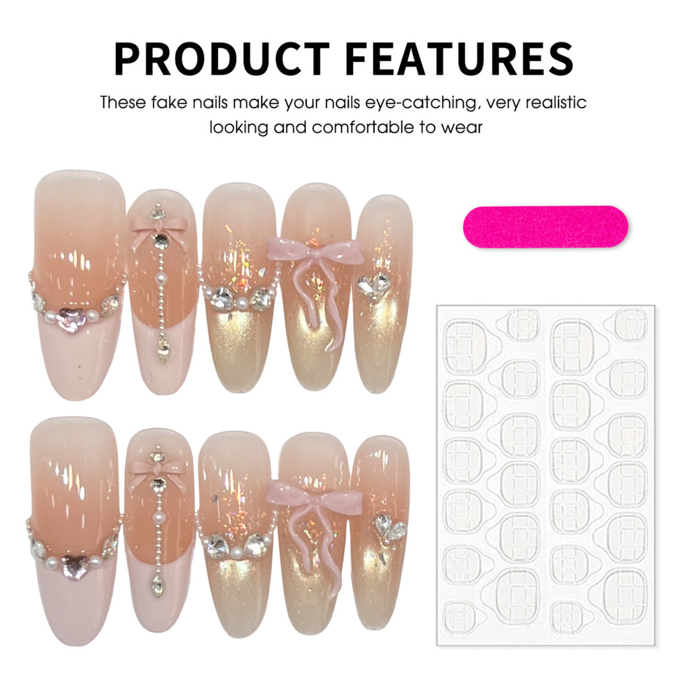 Bright-Home (Xs) 10Pcs Press On Nail Long Almond Fake Nails Long Lasting Use Reusable Resin Fake Nails For Fingernail Diy Decoration