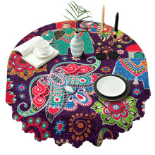 Runde Tischdecke für Küche und Esszimmer, 152 cm (60 Zoll), Paisley-Blumenmuster