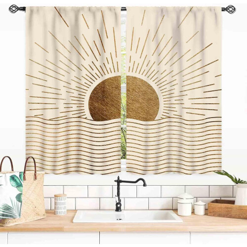 Abstrakte Vorhänge im Mid-Century-Stil, Boho-Minimalismus, 2-teilig