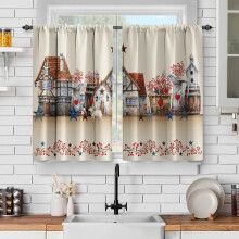 Rideaux de cuisine style ferme rétro, à œillets, ensemble de 91 cm (36 pouces)