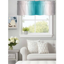 Cantonnière à dégradé gris turquoise avec passe-tringle 60 x 18 pouces