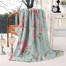 Plaid vintage Ă motif floral rose pivoine 127 x 152 cm