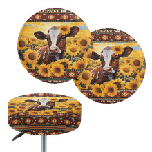 Housses de tabouret de bar rondes rembourrées à motif tournesol aztèque (2 pièces)