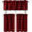 Semi Sheer Kitchen Curtains Set Buffalo Plaid Black Red 3 2