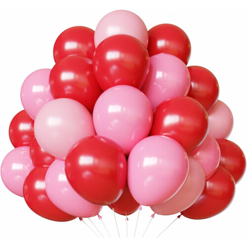 Ensemble de décorations de fête avec ballons rouges et roses