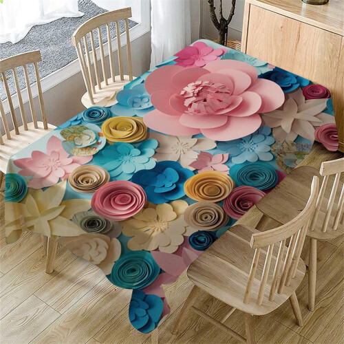 Nappe rectangulaire à fleurs 3D 140 x 80 cm