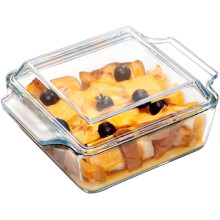 Plat à gratin en verre avec couvercle, compatible micro-ondes