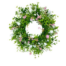 Couronne de fleurs artificielles 45 cm (18 pouces) - Décoration printemps-été