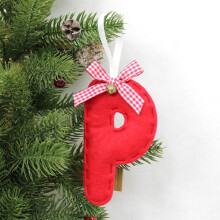Décorations de Noël en feutrine rouge, lettres A-Z, 26 pièces