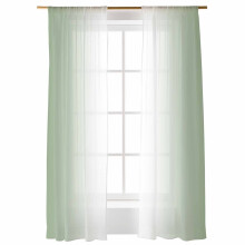 Rideaux voilages dégradés vert sauge et blanc, 52 x 84 pouces, à œillets