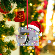 Decorazione festiva a forma di impastatrice, ciondolo piatto, 3,14 x 2,55 pollici.