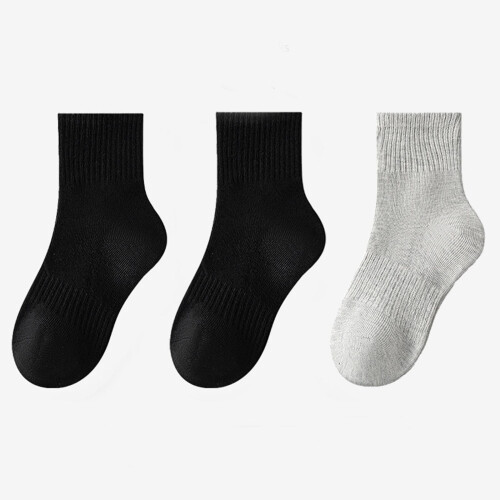 Kinder-Sportsocken aus Baumwolle, 3er-Pack, einfarbig