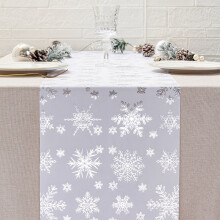 Chemin de table de Noël en velours polyester à motif flocons de neige, 120 x 30 cm