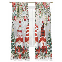 Tende in voile grigio con motivo gnomi per albero di Natale, filtranti la luce.
