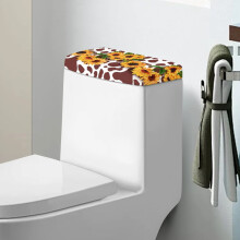 Copricisterna per WC con stampa mucca e fondo elastico, motivo girasole