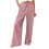 Pantaloni da donna rosa in cotone e lino a gamba larga e vita alta con 1