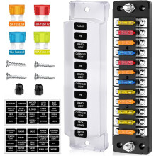 12-Way Fuse Block with Negative Bus and Waterproof Cover