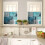 Abstract Turquoise Grey Curtains 3 pcs Rod Pocket 4