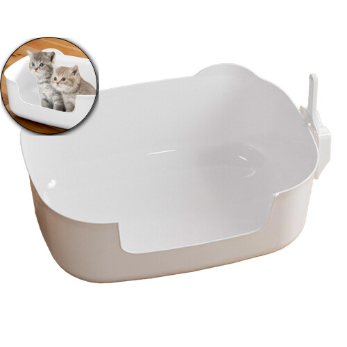 Large Cat Litter Box with High Sides and Low Entry