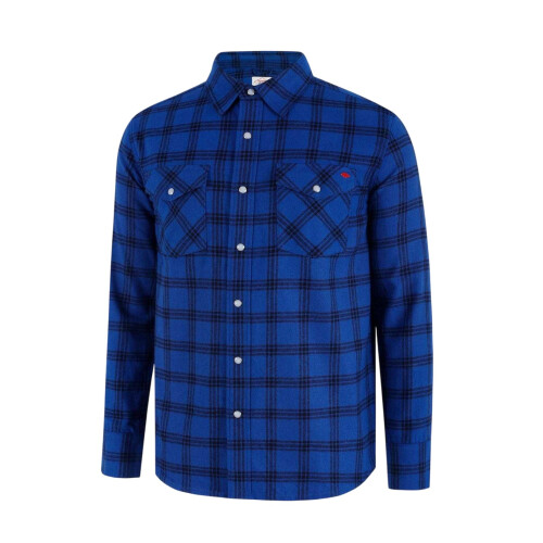 Lee Cooper (S, Blue) Lee Cooper Mens Check Plaid Long-Sleeved Shirt 2