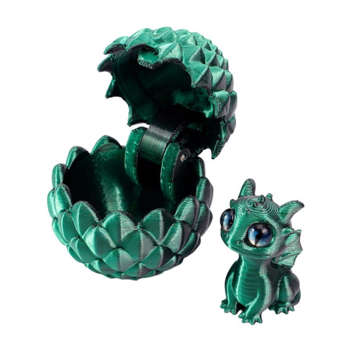 Groen drakenei speelgoed, 3D-geprint, paasverrassing.
