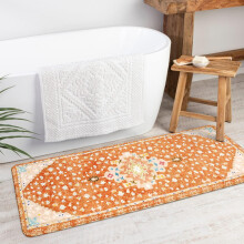 Tapis de bain gris vintage bohème antidérapant 45,7 x 63,5 cm