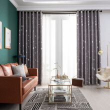 Moon Curtains Star Blackout Curtains Dark Grey 100x250 cm