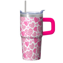 Tasse à café spéciale Saint-Valentin avec anse et couvercle à paille, 590 ml (20 oz).