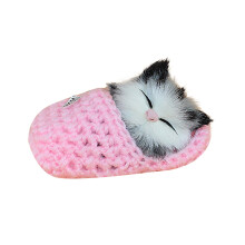 Realistisches, miauendes Katzenplüschtier für Kinder, lebensechte schlafende Katze