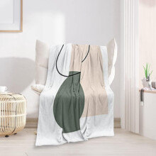 Boho Mid-Century Throw Blanket 60x80 inches Beige Black