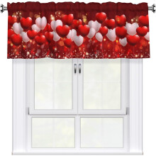 Cantonnière de cuisine pour la Saint-Valentin, ballons en forme de cœurs rouges, tringle
