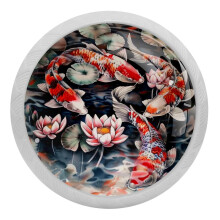 Koi-vis Lotus Art Glazen Kastknoppen (4 stuks)