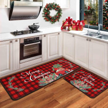 Tapis de cuisine de Noël, lot de 2, antidérapants et lavables, 17 x 47,2 cm