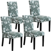Housses de chaises de salle Ă manger extensibles Ă motif floral vert, lot de 4