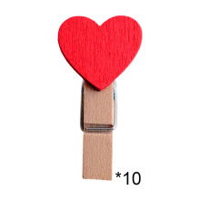 Pinces à linge en bois en forme de cœur rouge, mini pinces à photos, lot de 10