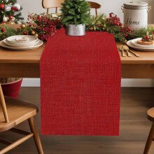 Chemin de table en toile de jute rouge aquarelle 274 cm (108 pouces) antidérapant