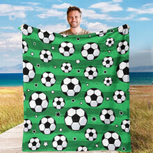 Coperta in pile di flanella con motivo campo da calcio verde, 40x50 pollici