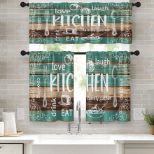 Ensemble de rideaux de cuisine style ferme, cantonnière et rideaux courts, 91 cm (36 pouces)