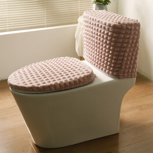 Toilettensitzbezug aus rosa elastischem Stoff für Standard-WC