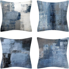 Housses de coussin décoratives style ferme, bleu-gris, 45 x 45 cm (18 x 18 pouces), lot de 4