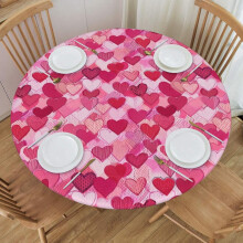 KiuLoam Retro Hot Pink Herz Runde Tischdecke 40–44 Zoll