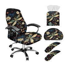 Ensemble de 5 pièces pour décoration de chaise à motif libellule et fleurs