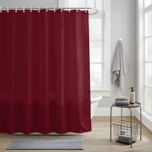 Rideau de douche rouge bordeaux imperméable 91 x 183 cm avec crochets