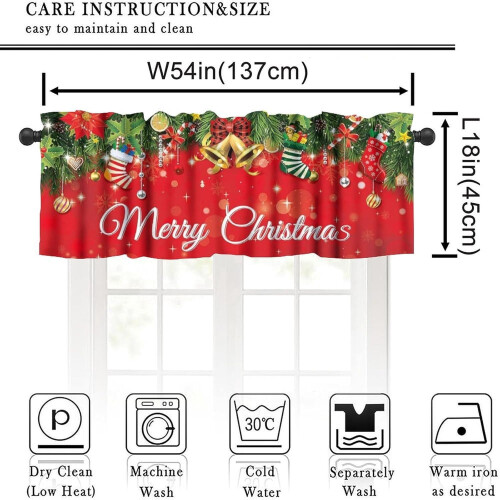Red Christmas Snowflake Kitchen Valance 54x18 Inch 1 Panel 1