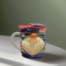 Mug livre peint fait main empilable tasse à café 3D