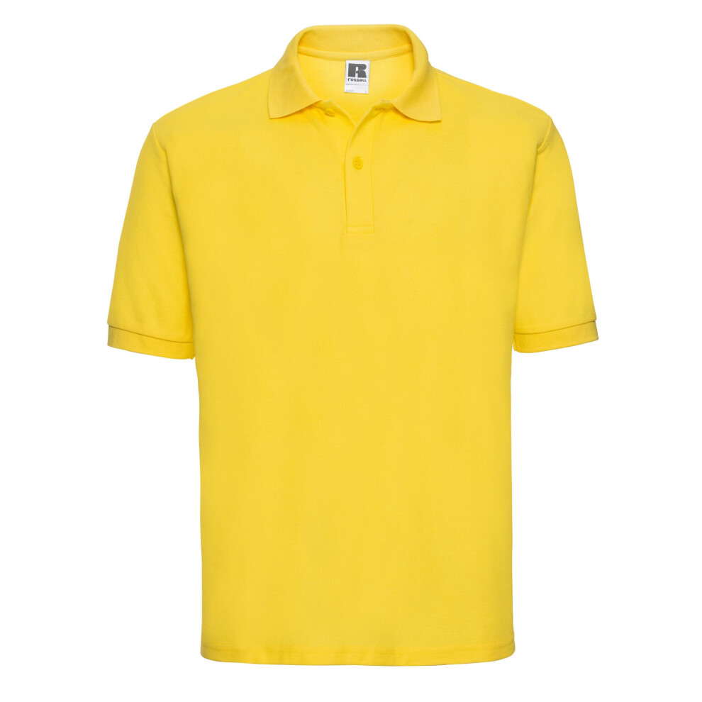 Russell (S, Yellow) Mens Polycotton Pique Polo Shirt